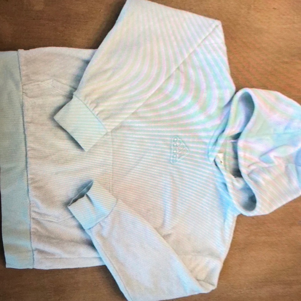 Adidas Faux Fur Hoodie Girls Youth Light Blue soft fleece sweatshirt